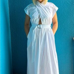 Derek Lam 10 Crosby Celeste Belted Wrap Shirt Dress White Size 6